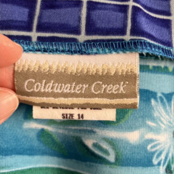 Coldwater Creek Wrap Skirt Womens 14 Blue Teal Striped Knee Length Waist 32 - Picture 10 of 12